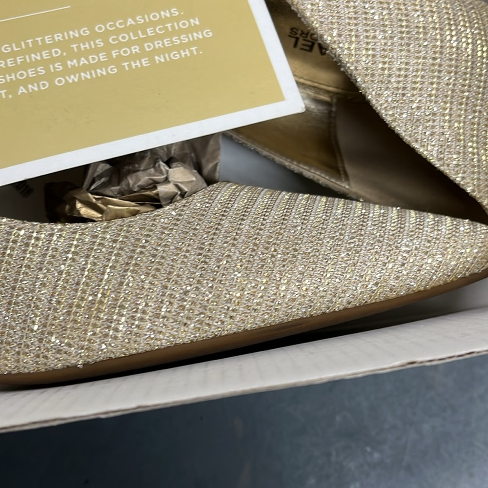 Michael Kors Dorothy Flex D’Orsay gold glitter chain mesh US size 8.5m beautiful - Picture 8 of 12